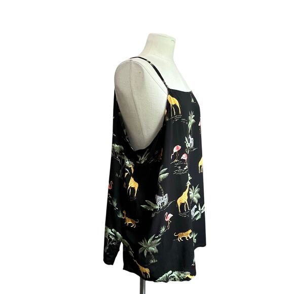 OLD NAVY Black Safari Animal Print Scenic Cami Tunic Tank Size XXL - Picture 2 of 8
